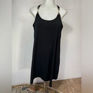 Boston proper little black dress with gold accents lined dress.